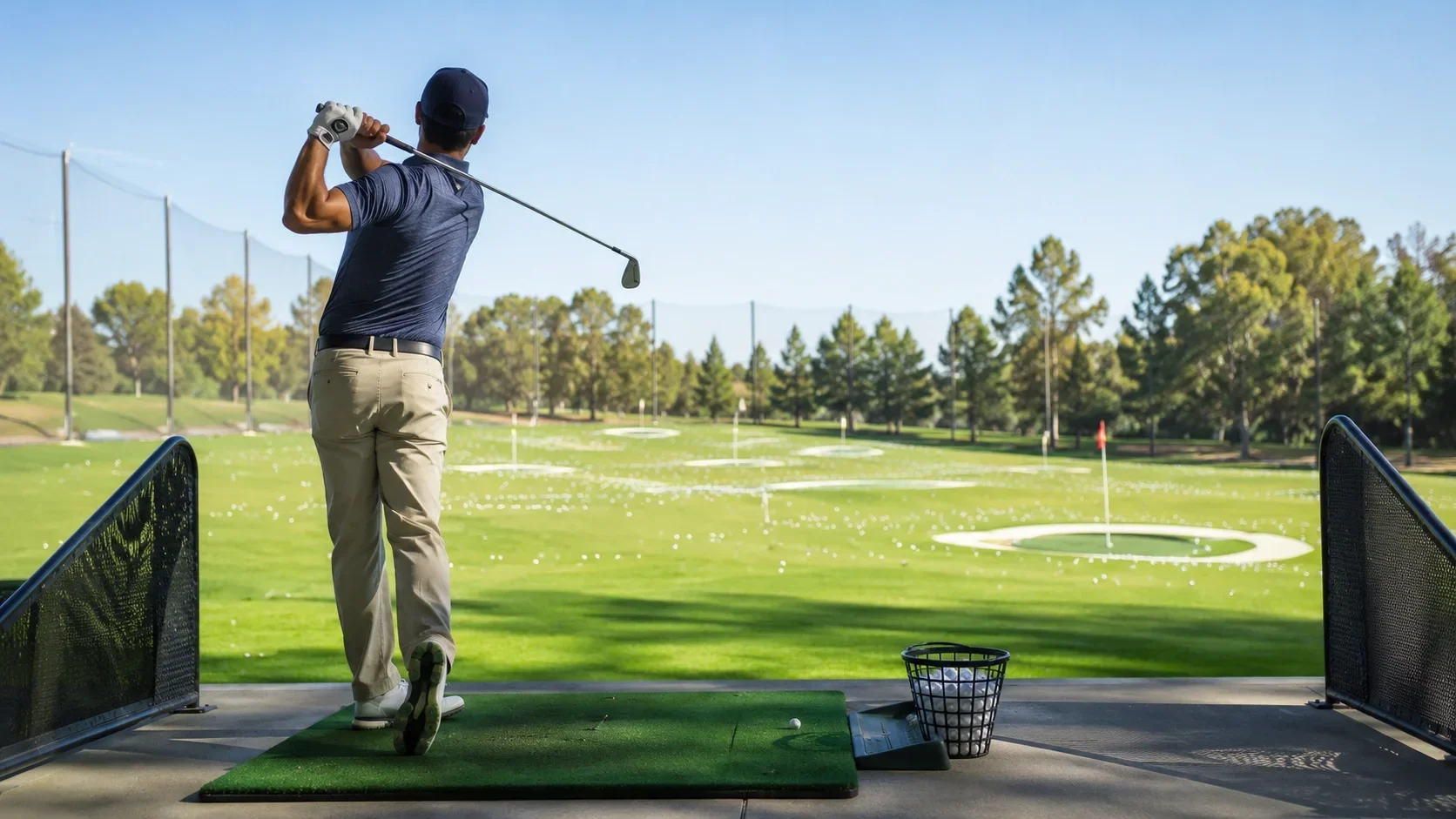 Beginner practicing at the driving range